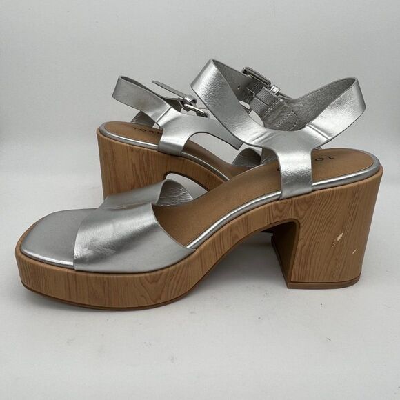 Torrid Silver and Brown Platform Heel Sandals - Size 8WW - Picture 5 of 9